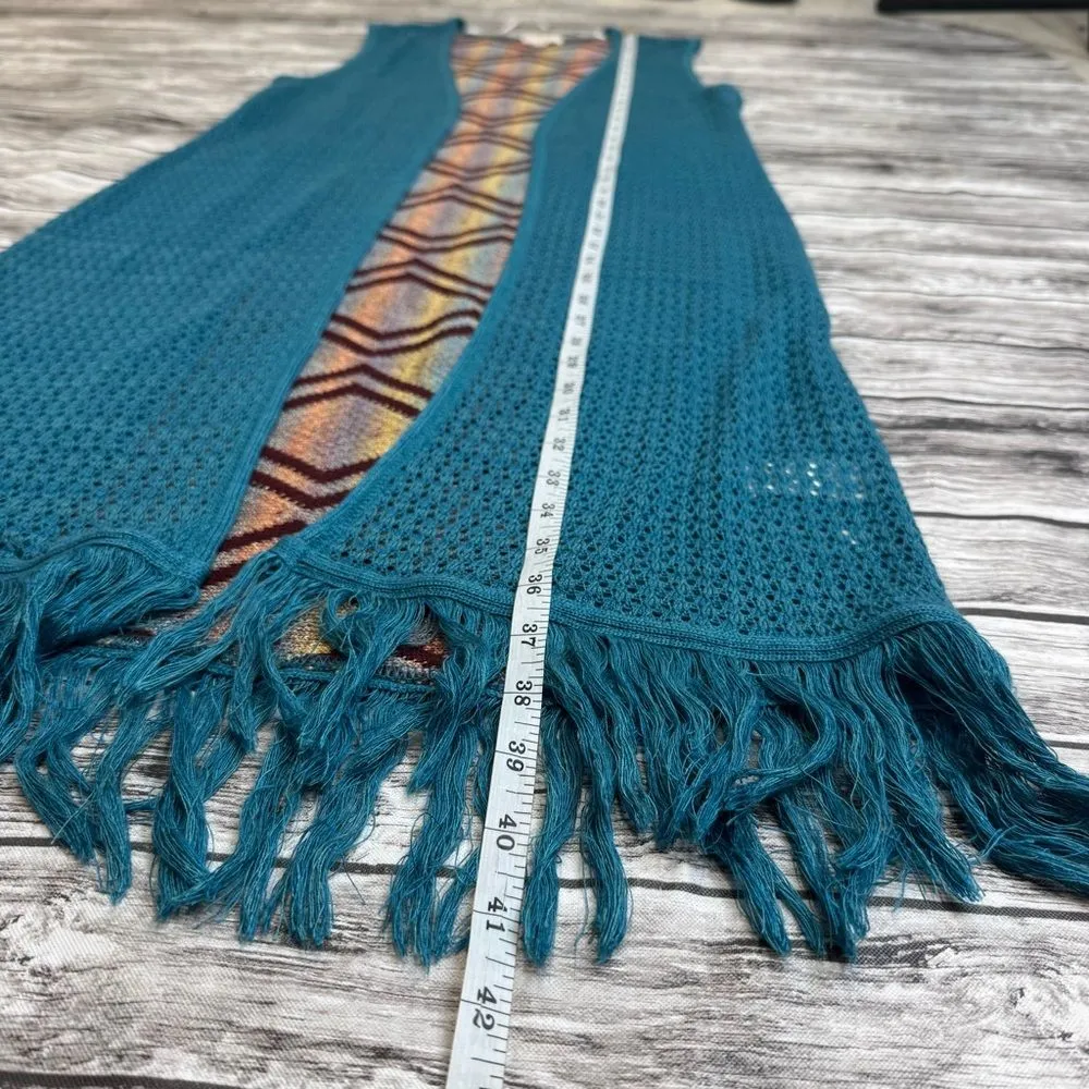 C by Bloomingdales Women's Sleeveless Cardigan Vest S SM Small Teal Multicolor - Image 9