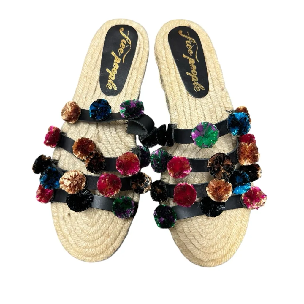 Free People FP Endless Summer Sandal Pom Poms Slip On Jute EU 40 - Image 4