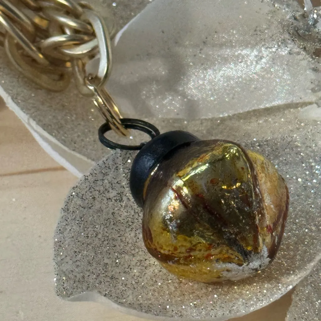 Artisan Matte Gold Necklace with Gold Vintage Ornament Pendant - Image 8