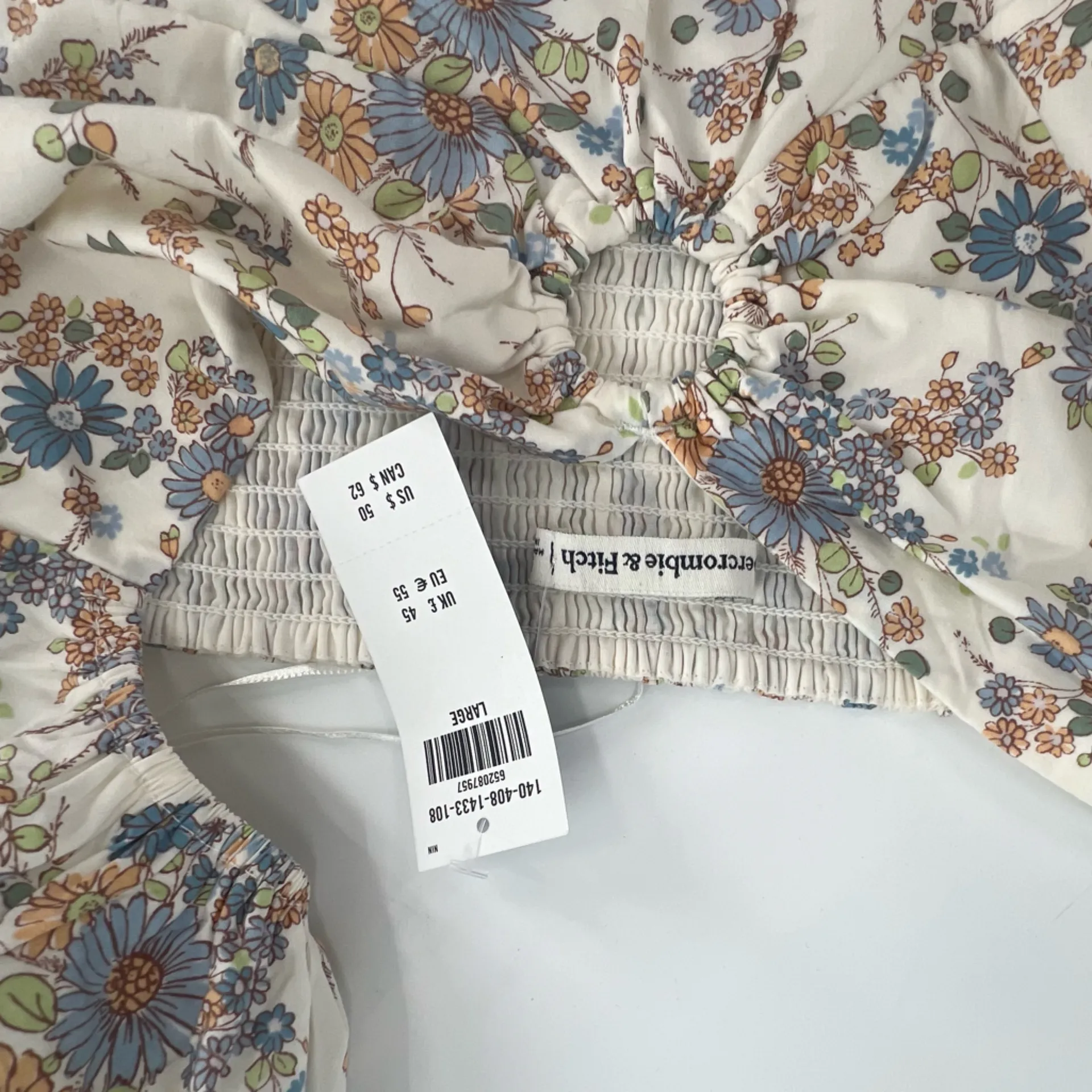 NWT Abercrombie & Fitch floral puff sleeve crop top sz L - Image 6