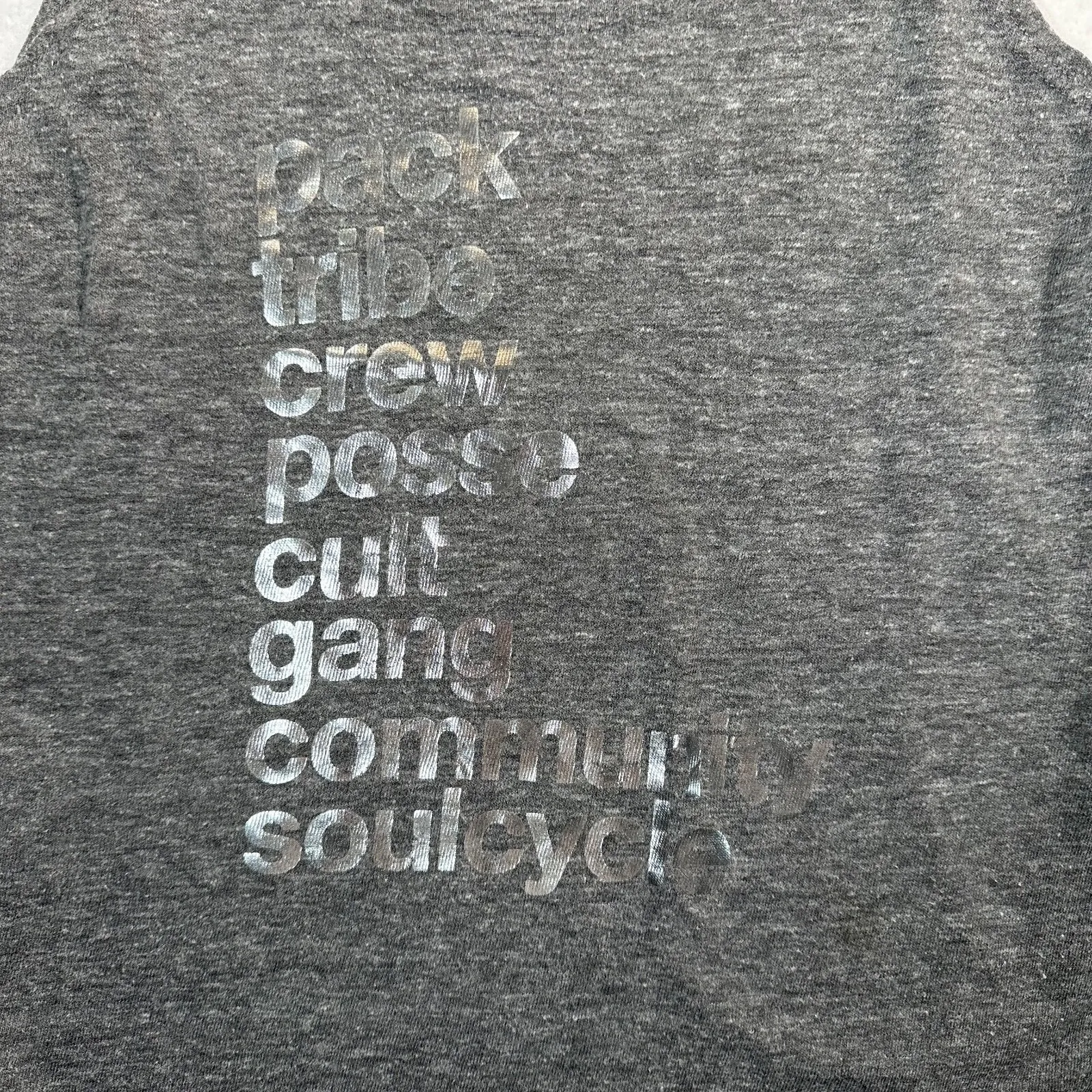 SoulCycle Tank Top Women's Small Heathered Gray Graphic Silver Print Jersey - Image 2