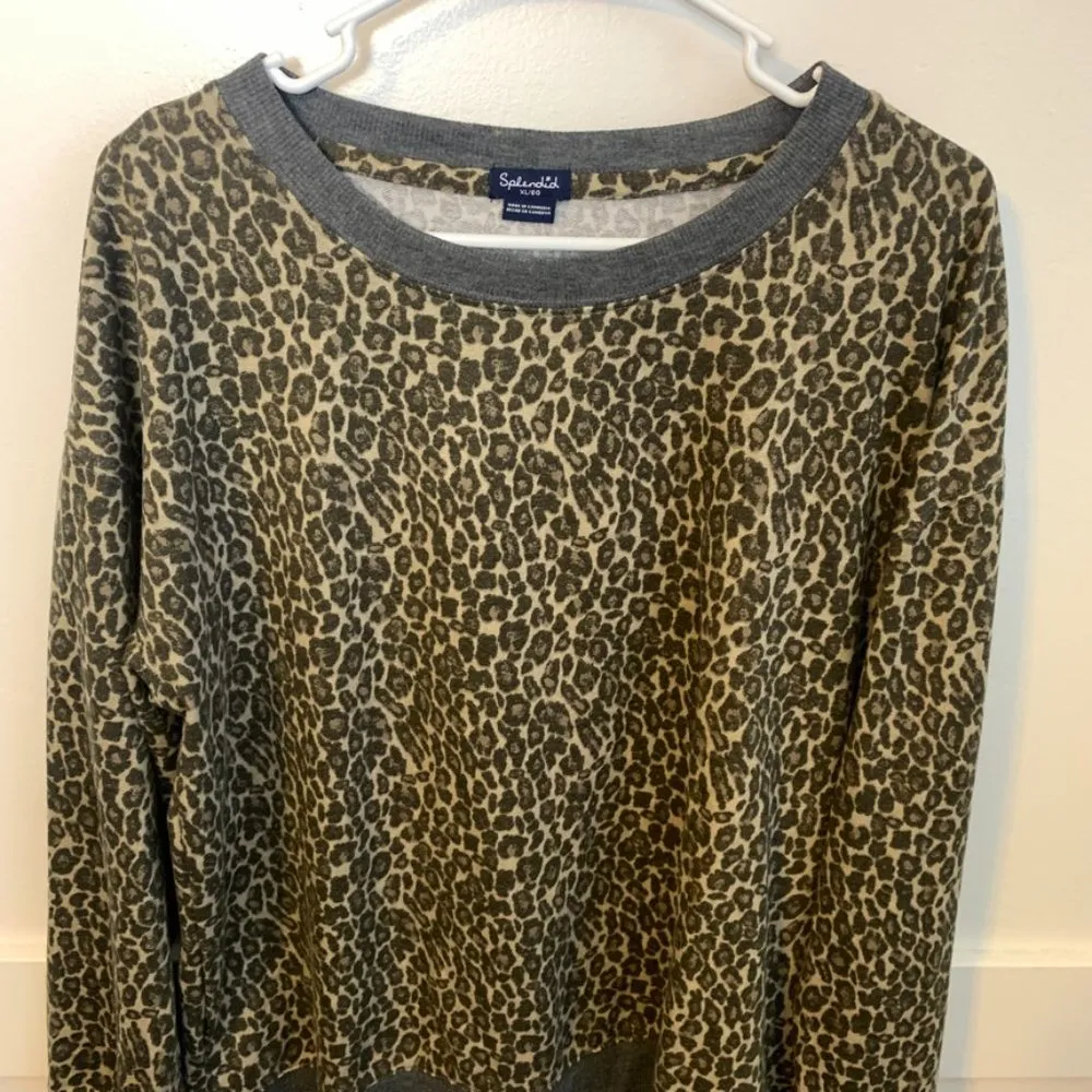 Splendid Brown & Gray Lively Leopard Long Sleeve Sweatshirt - Image 5
