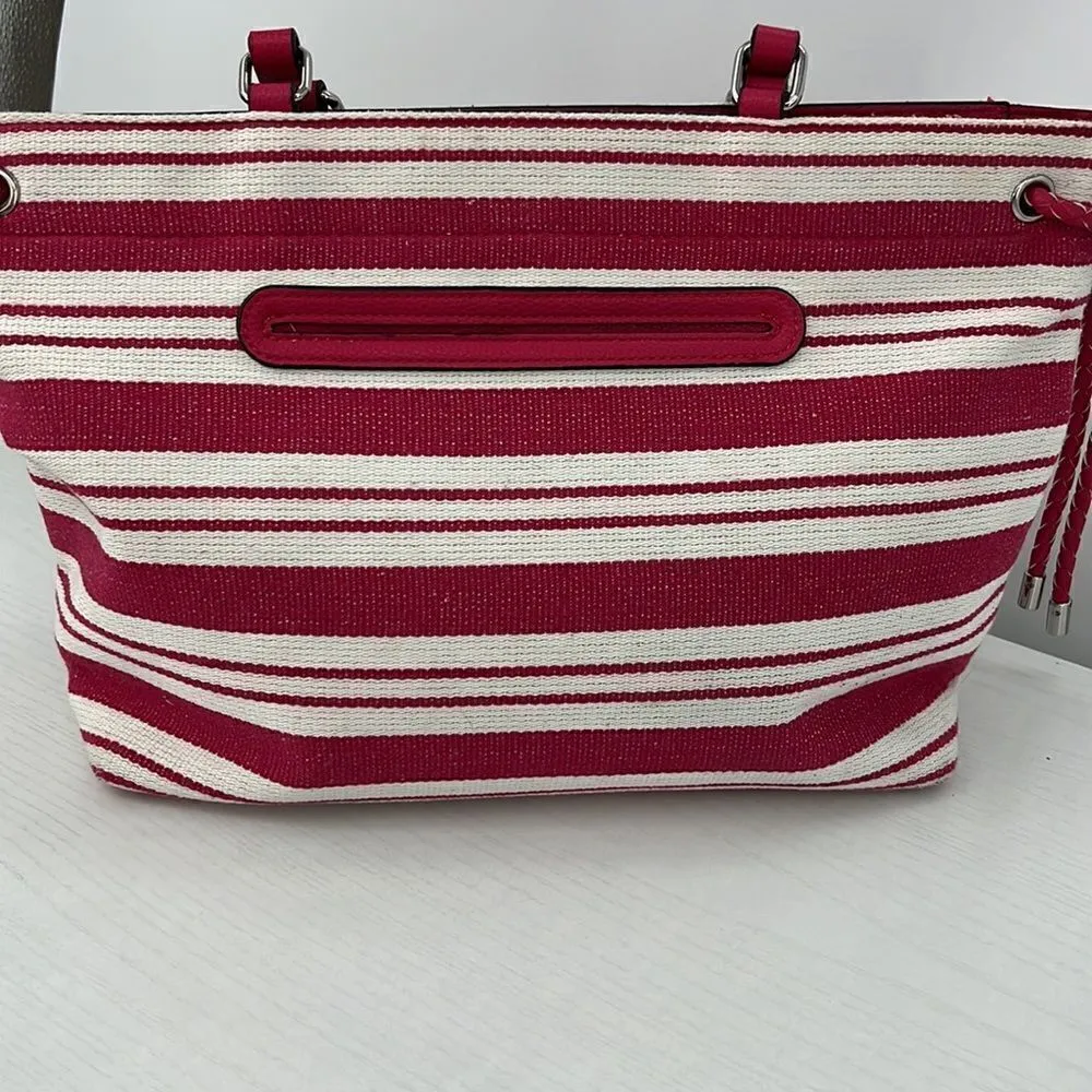 Dana Buchman raspberry striped shoulder bag - Image 5