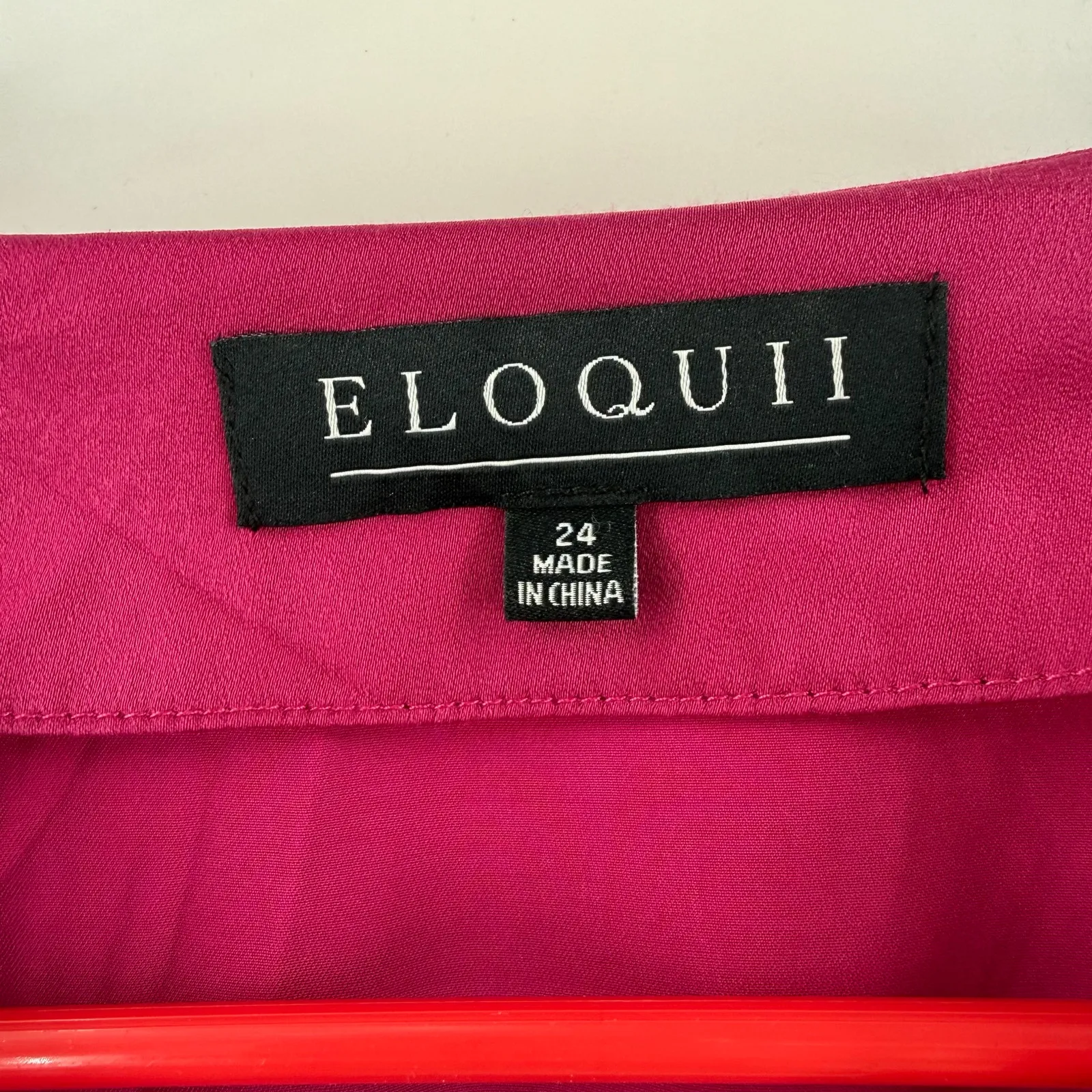 ELOQUII Dress Womens SZ 24 NWT Satin Faux Wrap Long Sleeve Magenta Plus Curvy - Image 5