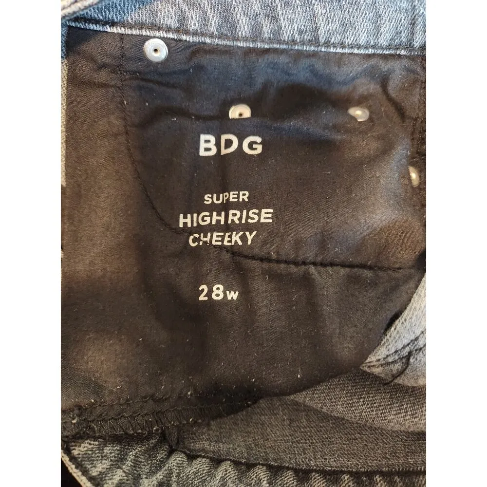 BDG Urban Outfitters Gray Wash High Waisted Cheeky Jean Shorts 28 - Image 5