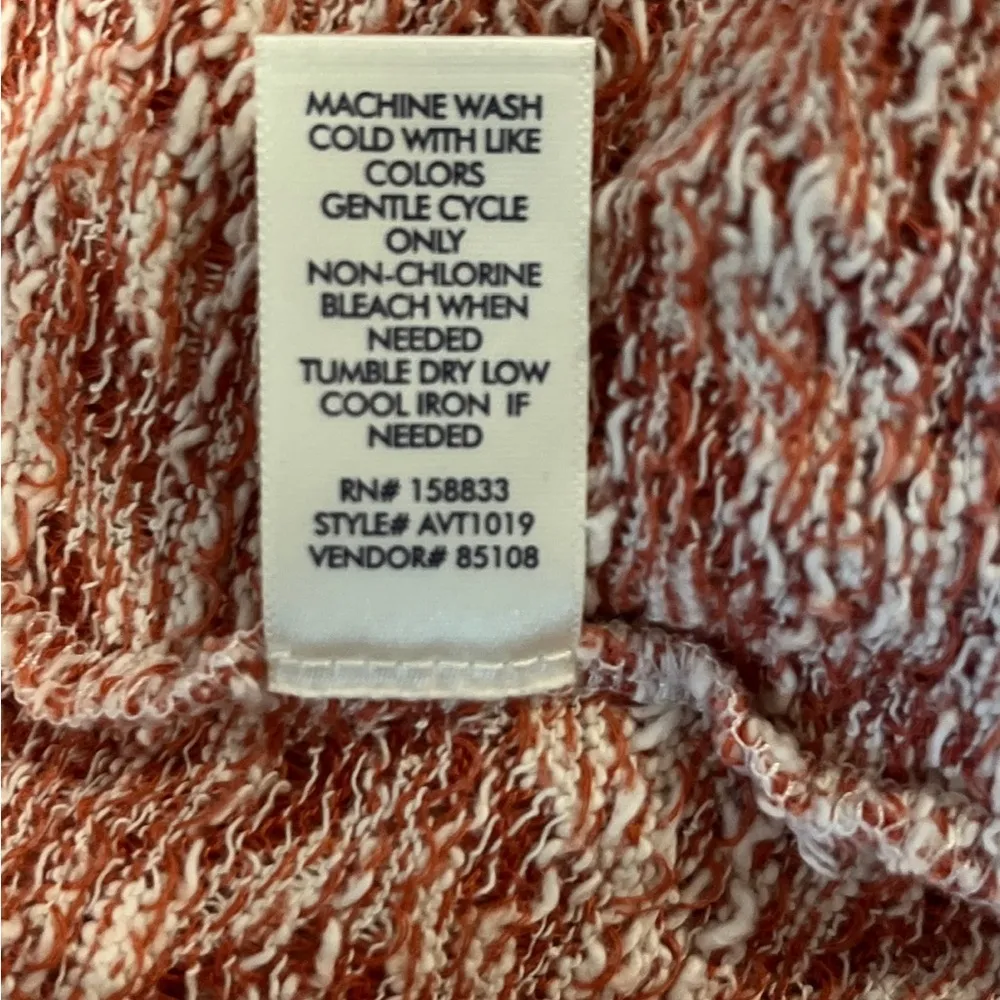 BKE Cropped Pullover Sweater Burnt Orange Ivory Mock Neck Size M - Image 8