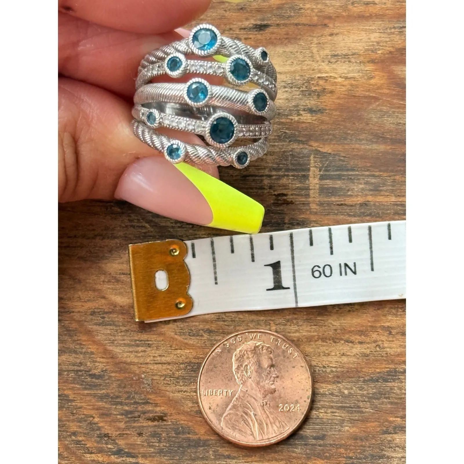 Judith Ripka Sterling Silver Blue Topaz Multi-Stone Statement Cocktail Ring - Image 8