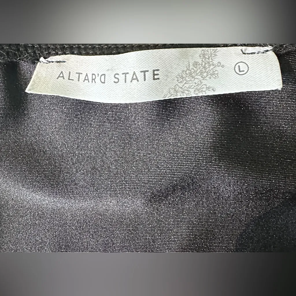 Altar’D State Women’s Evie Midi  Black  Satin Long Sleeve Dress Sz Large Chic - Image 10