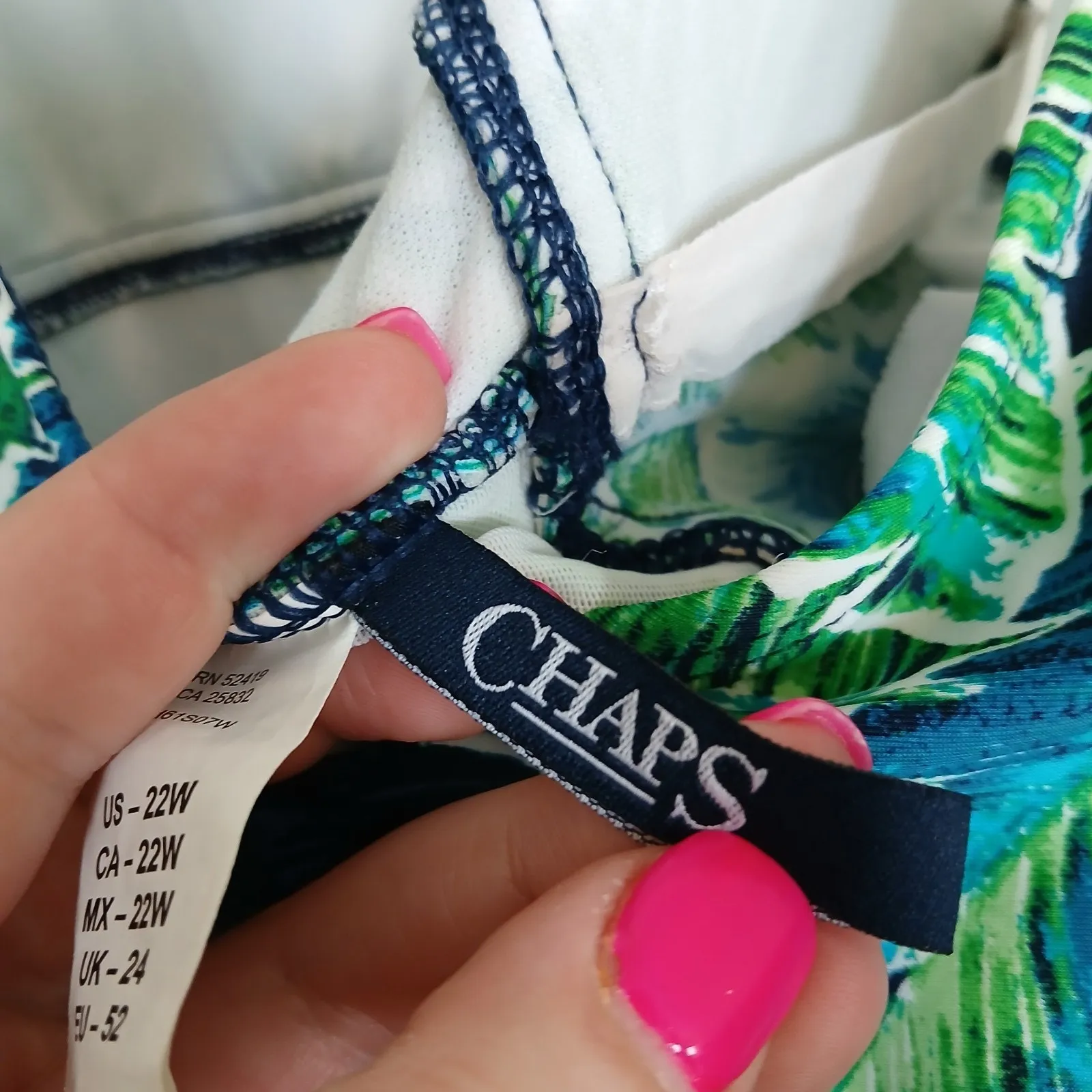 Chaps One Piece Swimsuit Women 22W Tropical Vacation Resort Island Coastal Beach - Image 6