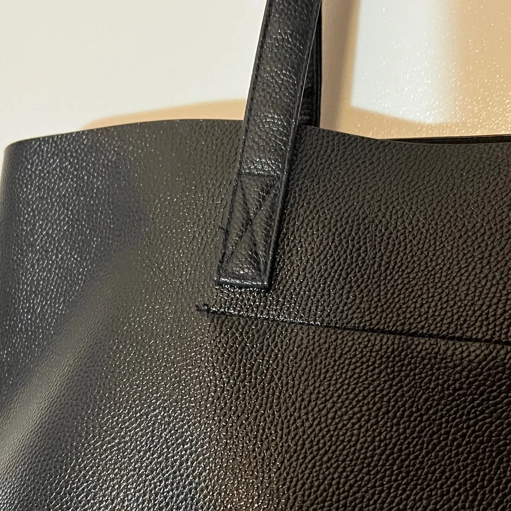 Sleek Black Vegan Shoulder Tote Bag - Image 7