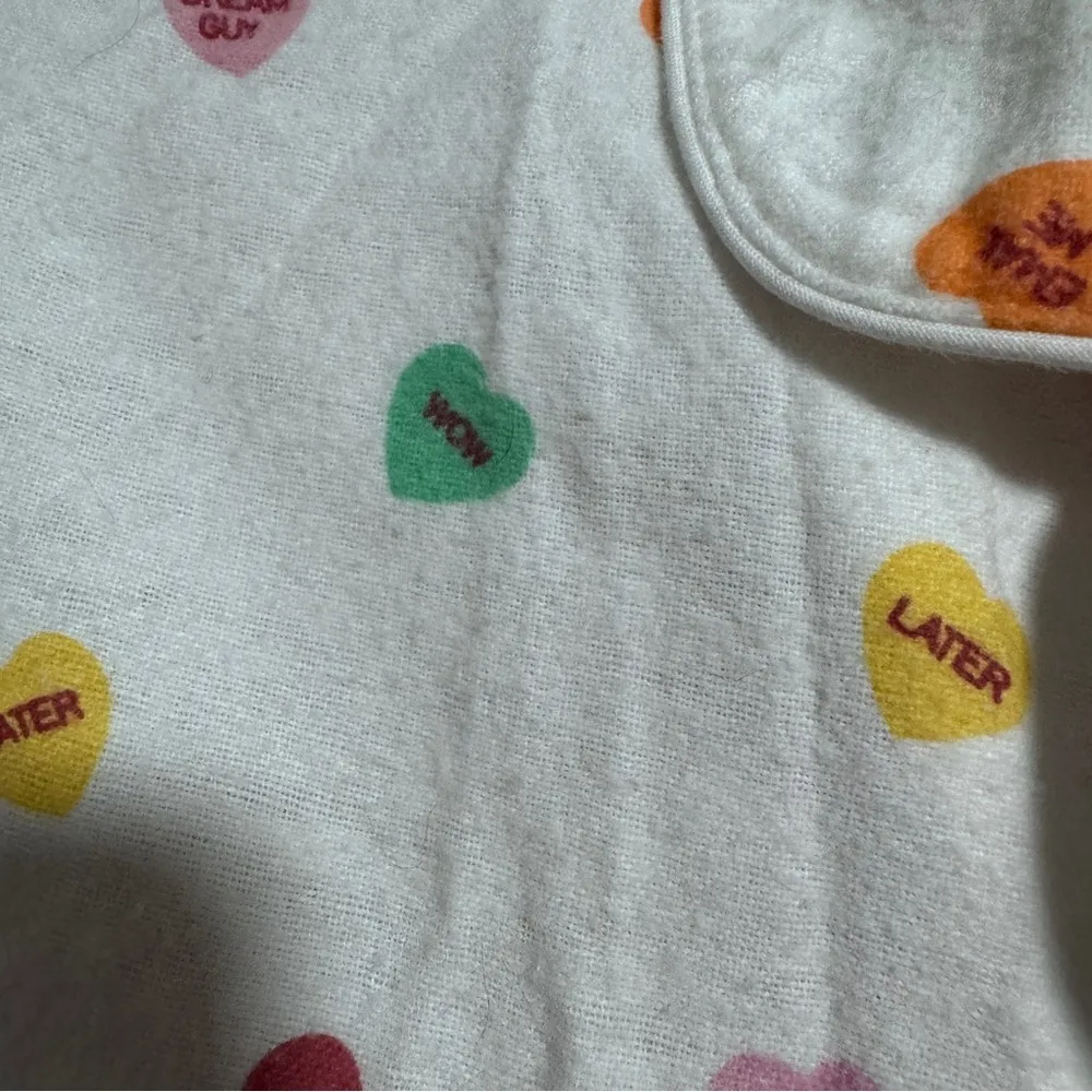 L. L. Bean Conversation Hearts Vintage Flannel Pajama Shirt Valentines Day - Image 5