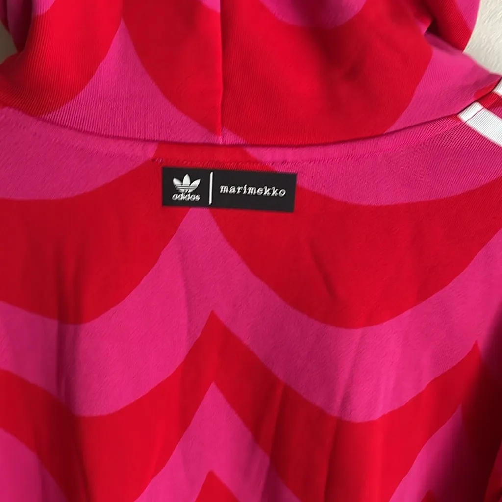 Adidas Women's Originals X Marimekko Hoodie In Vivid Red/team Real Magenta Red Size XS - Image 12