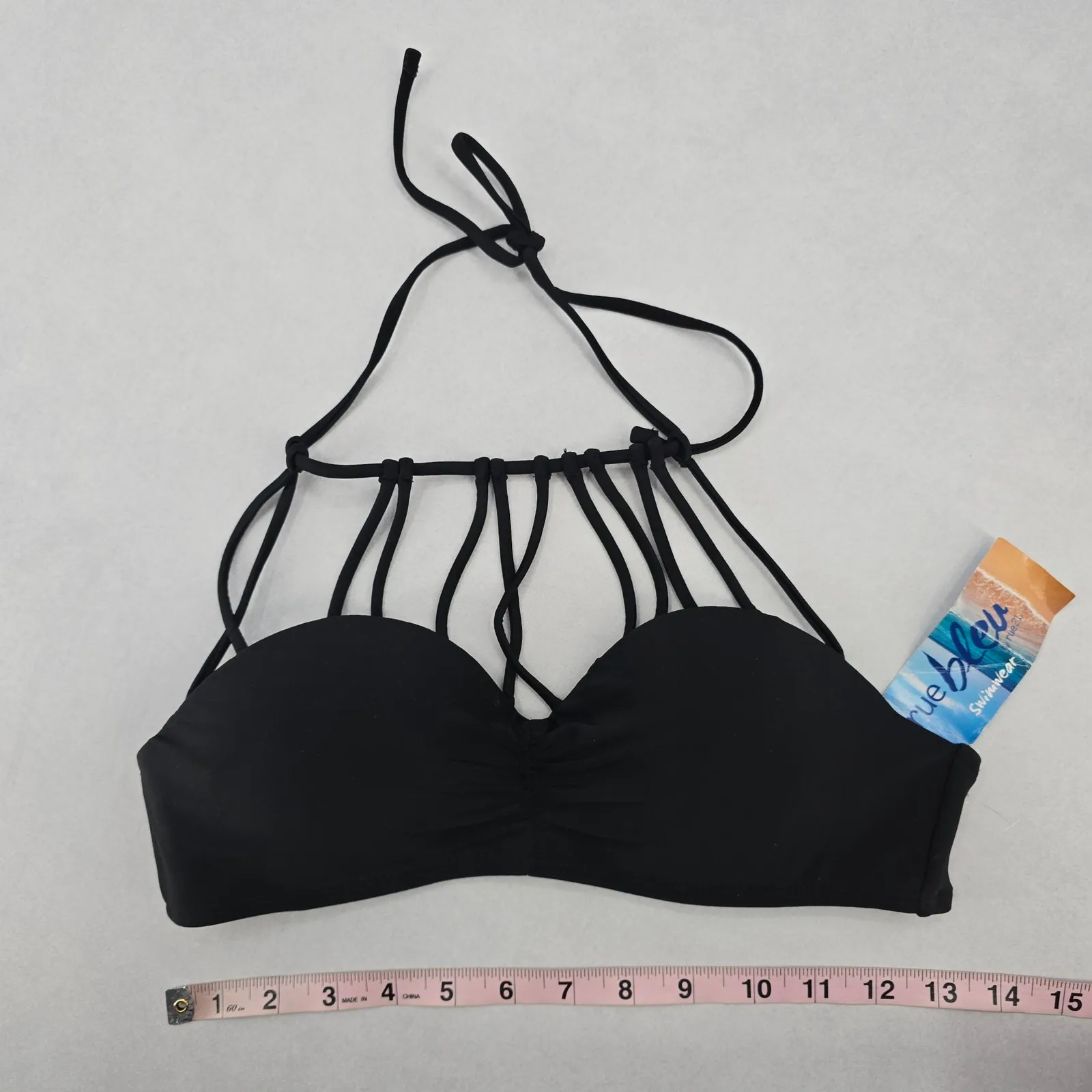 Rue21 Black Strap Padded Halter Swim Sports Bra Beach Bikini‎ Top M Medium - Image 3