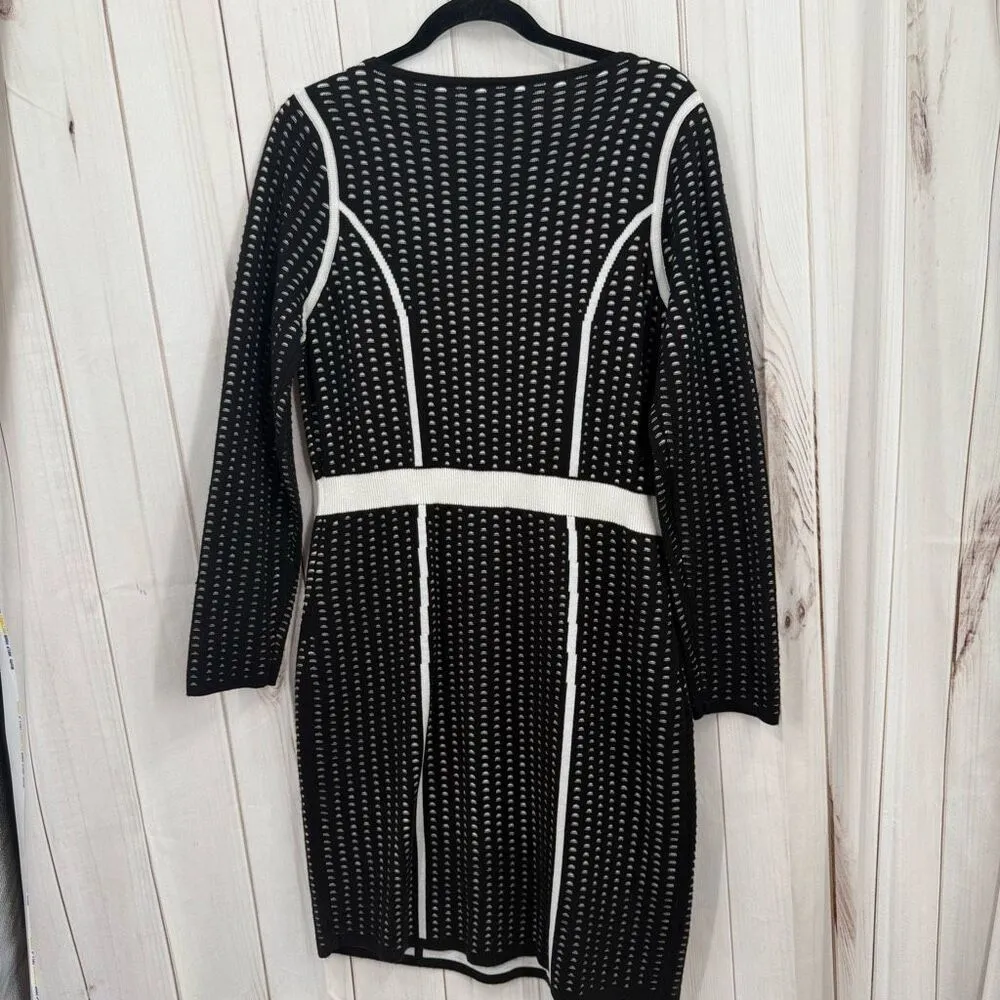 Calvin Klein Women’s Large Black White Longsleeve Dress Office Core Career New - Image 3