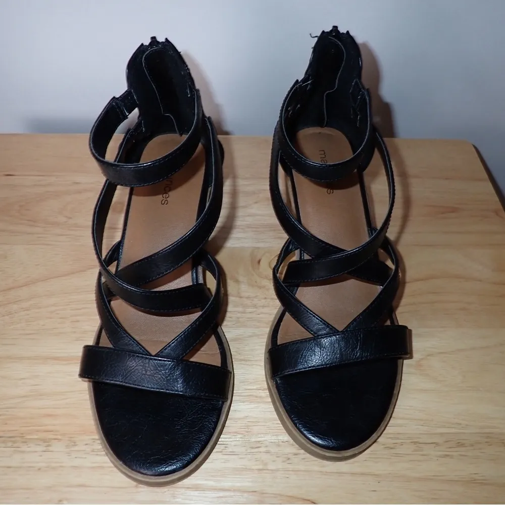 Maurices Womens Zipper Block Heel Ankle Strap Open Toe Sandals Black - Image 8