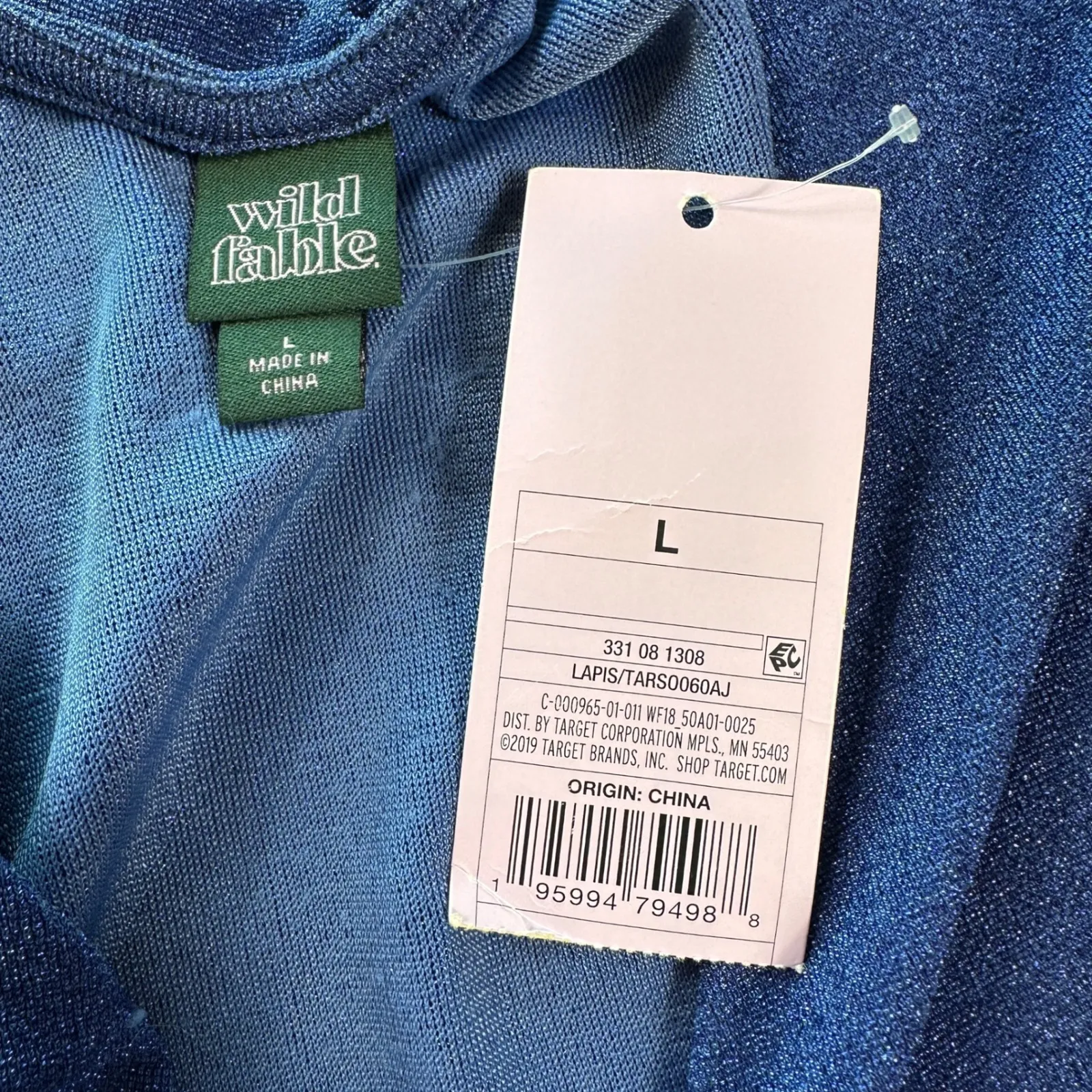 Wild Fable Dress L Women Blue Sparkle Knit Cutout Twist Long Sleeve Sheer NWT - Image 4