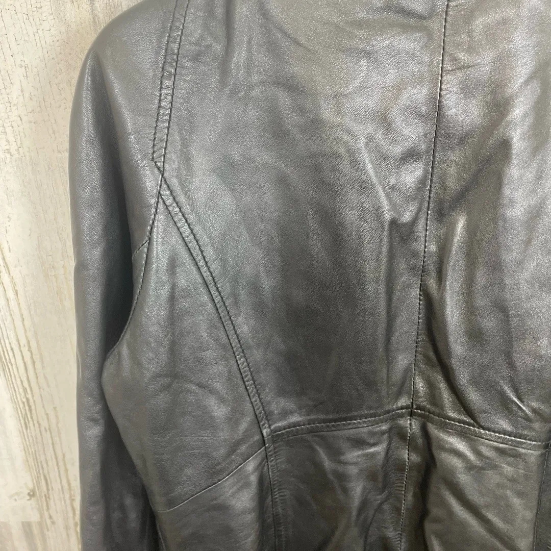DANIER Vintage Leather Jacket Size S Black Biker Moto Two Way Zipper Grunge - Image 8