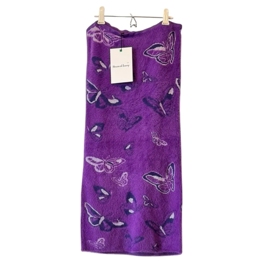 House of Sunny Crazy Town Hockney Strapless Tube Dress, Purple Heat, Small, NWT Size 4 - Image 7