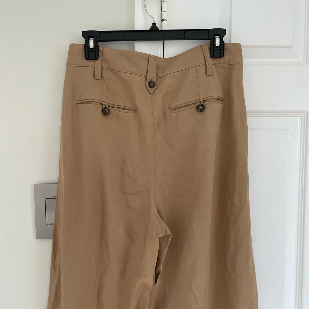 Madewell Harlow Wide Leg Pants Seed Khaki 6 High Rise Drapey Baggy Sailor Linen - Image 8