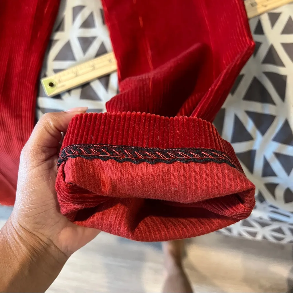 J. McLaughlin Red Stretch Corduroy Cotton Mid Rise Straight Leg Size‎ 2 - Image 10