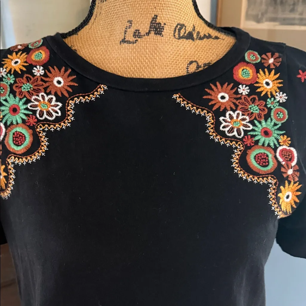 THML Black Floral Embroidered Flutter Sleeve Top - Image 5