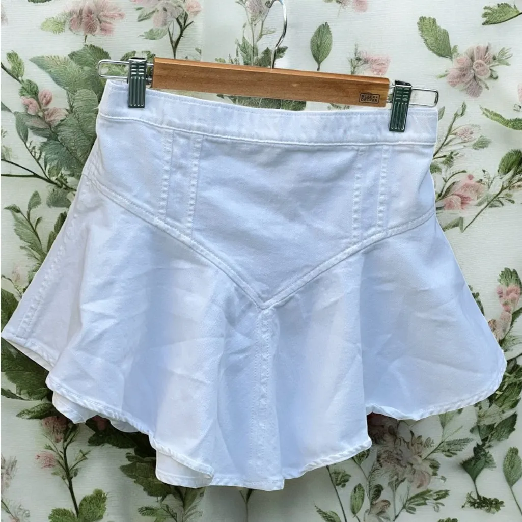 Aerie White Denim Circle Mini Skirt - Image 3