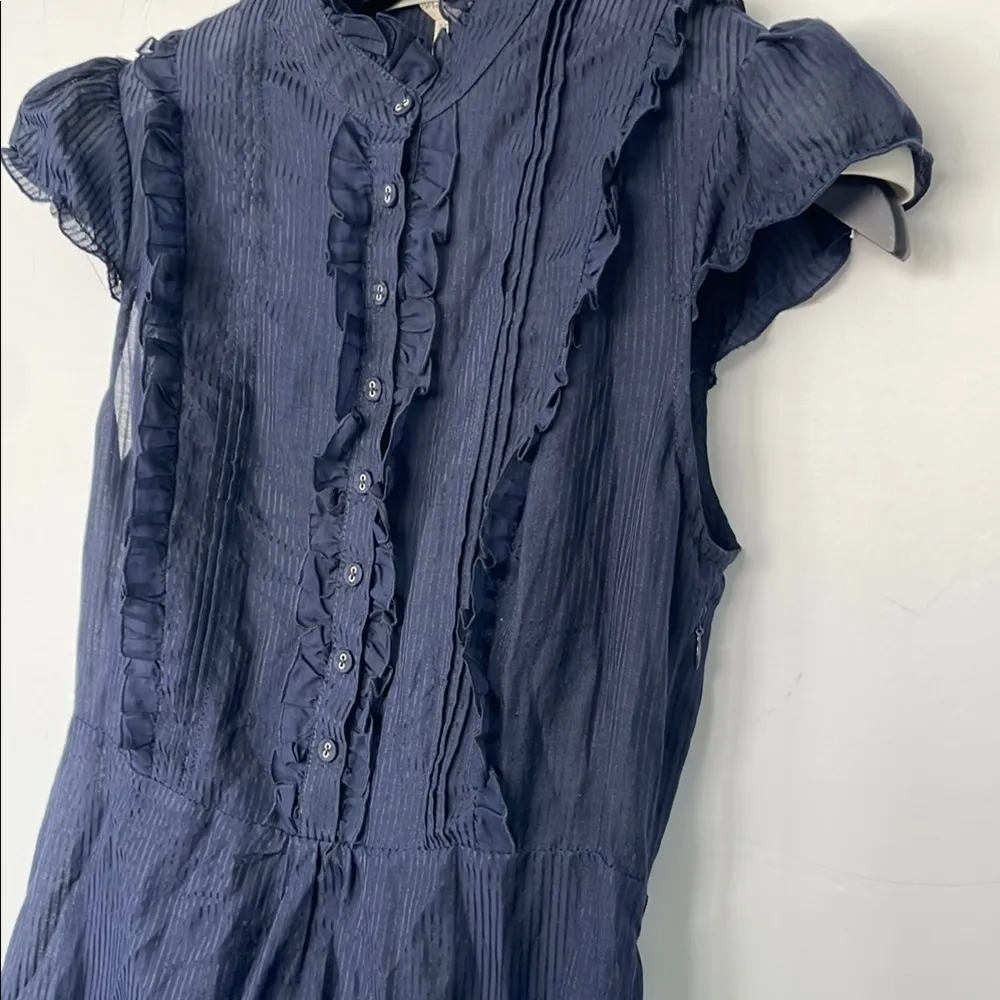 Heritage 1981 Navy Blue Dress Ruffles Silk Cotton Blend S/P Peasant Cottagecore - Image 5