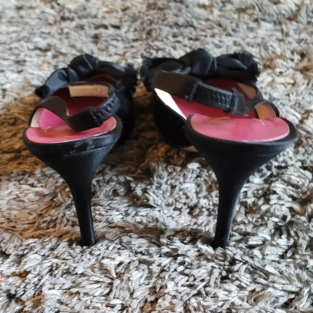 Kate Spade Classic Black Satin Bow Front Sling Back Pumps 8.5 - Image 7