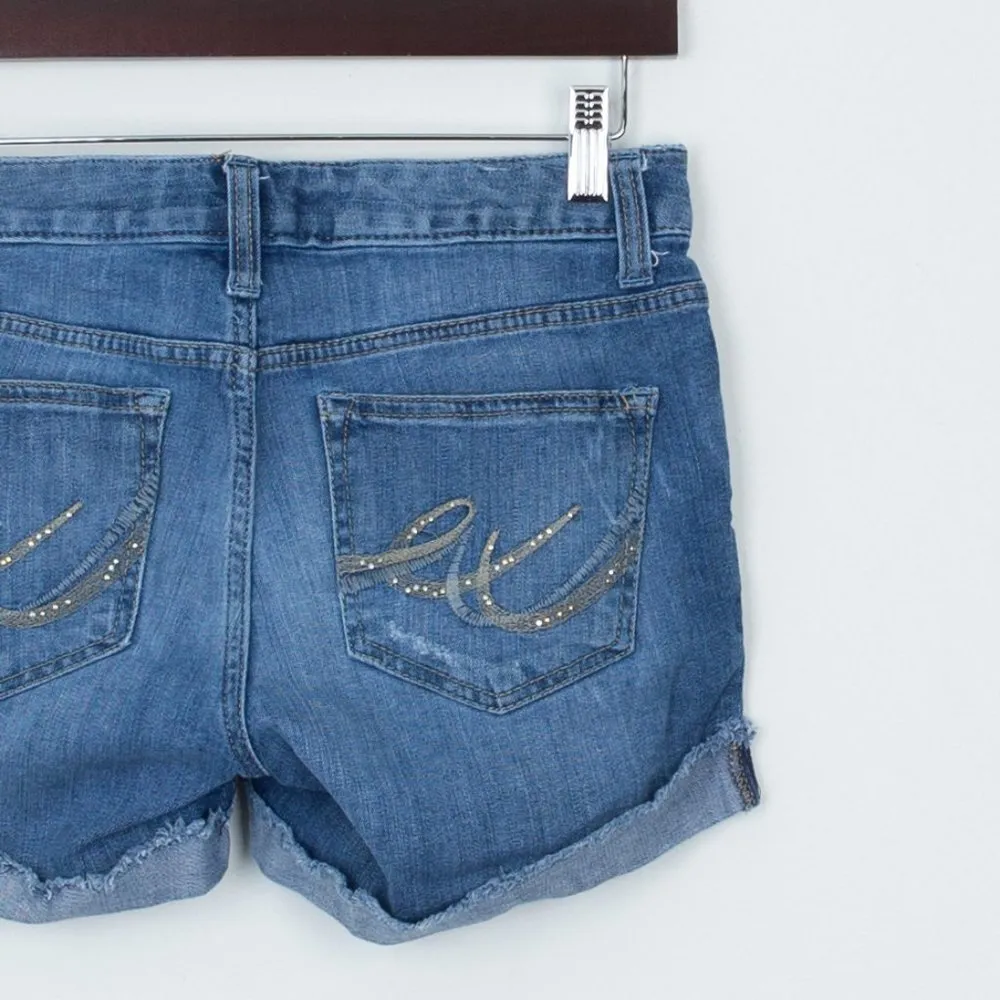 EXPRESS  Jeans Distressed Denim Shorts‎ Size 2 - Image 5
