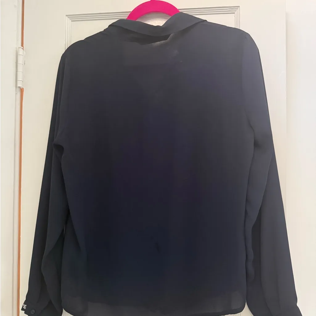 Zara Navy Women's Blouse with Embellished Collar - Image 4