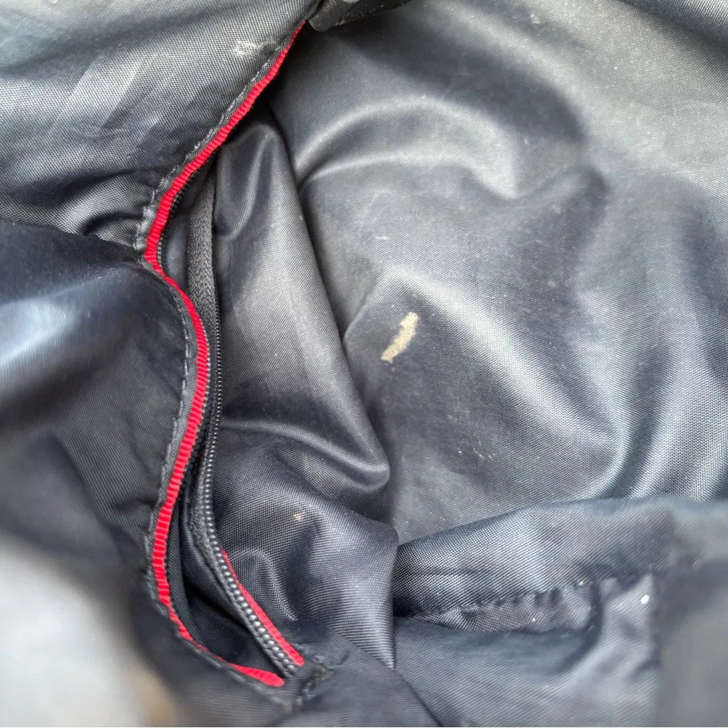 Tommy Hilfiger Black Gold Chain Logo Print Shoulder Bag Faux Leather Trim Purse - Image 9