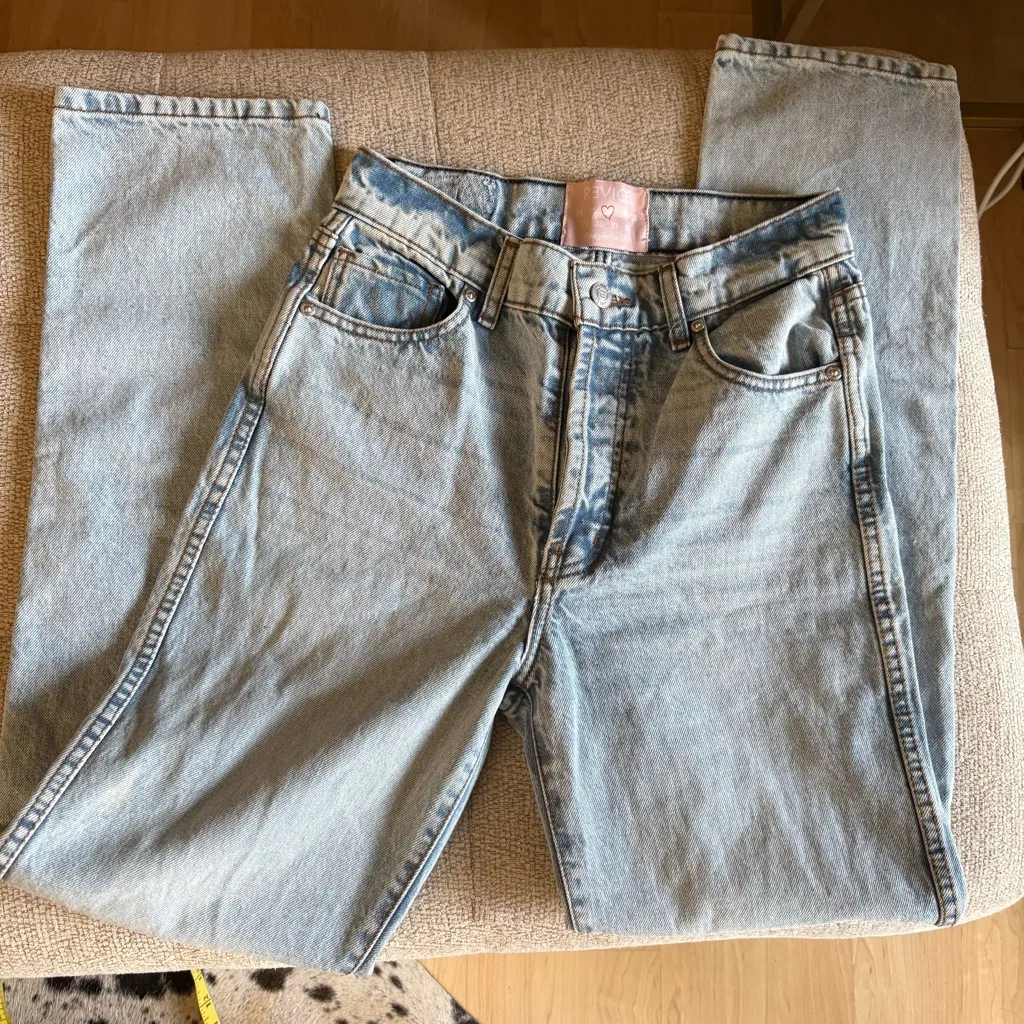 REVICE Ex Boyfriend Player One High Rise Straight Leg‎ Distressed Jeans Sz 26 - Image 3