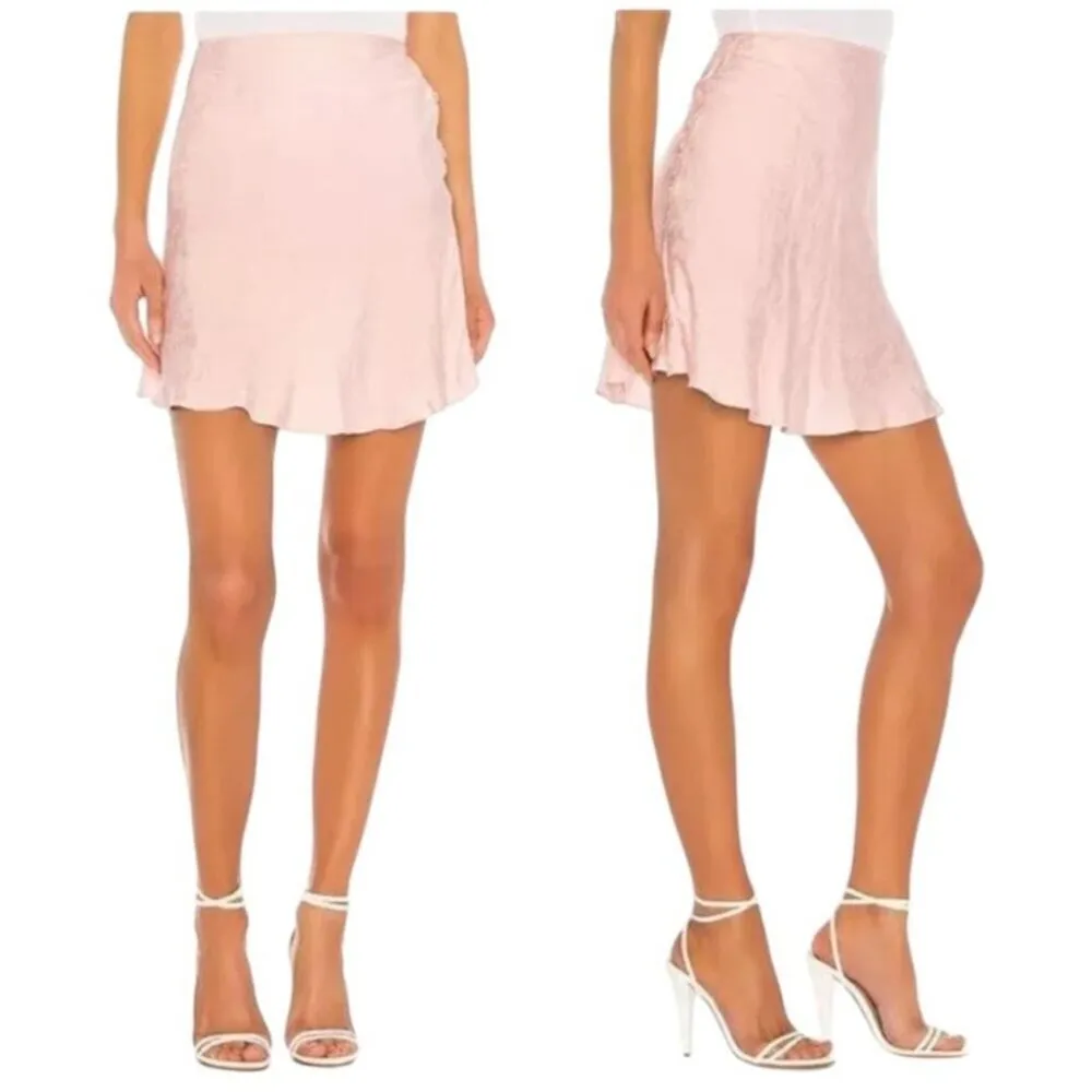 L'Academie‎ Skirt Women XS Primrose Pink Satin Floral The Elsa Button Mini Slip - Image 2