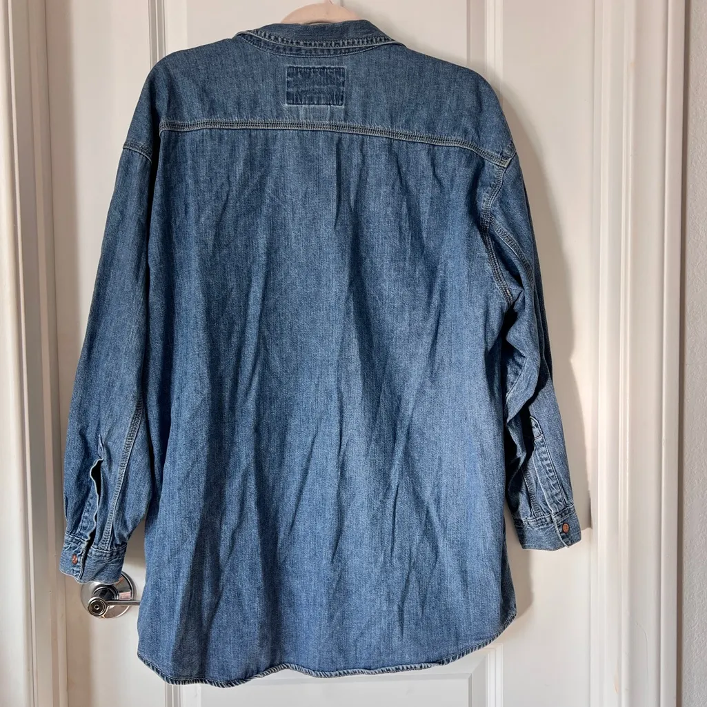 Vintage Levi’s 90s Women’s Blue Denim Top Cotton Long Sleeve M/L Hong Kong - Image 2