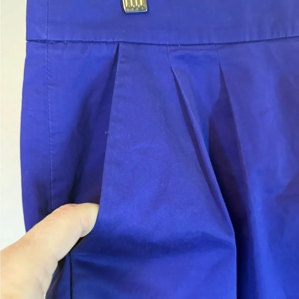 J Crew Purple Sateen Scallop Top Pleated Mini Skirt Purple Blue Sz 12 Pockets - Image 7
