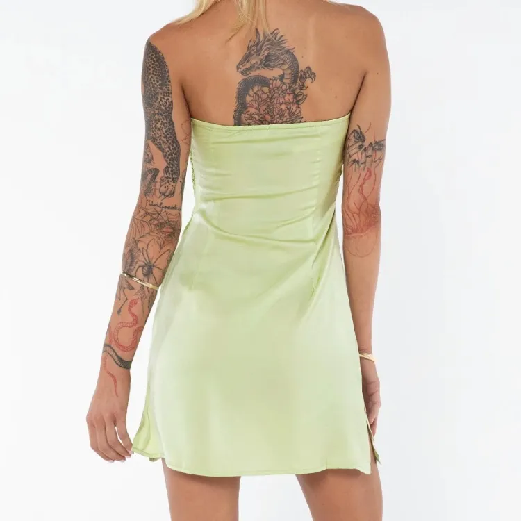 Princess Polly Irena Strapless Mini Green Satin Dress Size 10 - Image 2