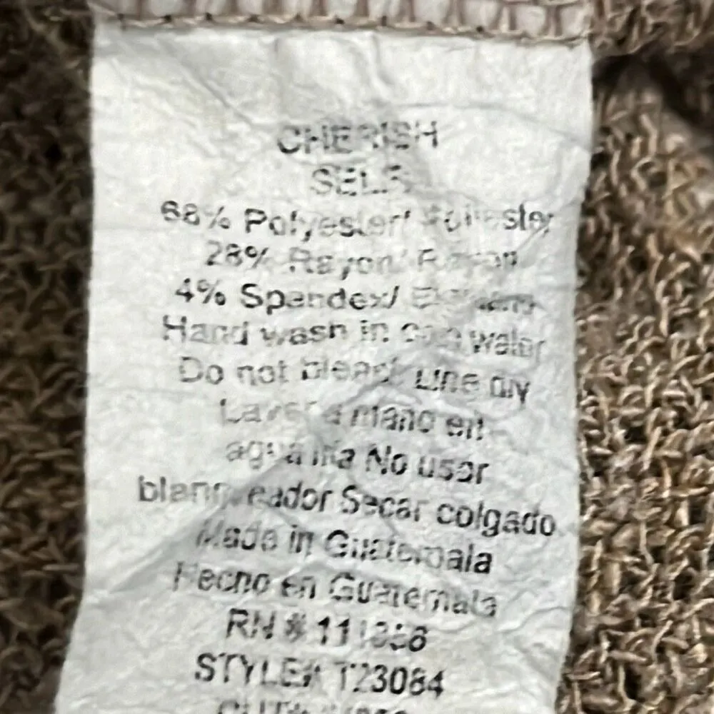 Talulla Tan Oversized V Neck Long Sleeve Stretch Pullover Sweater Medium Boho - Image 7