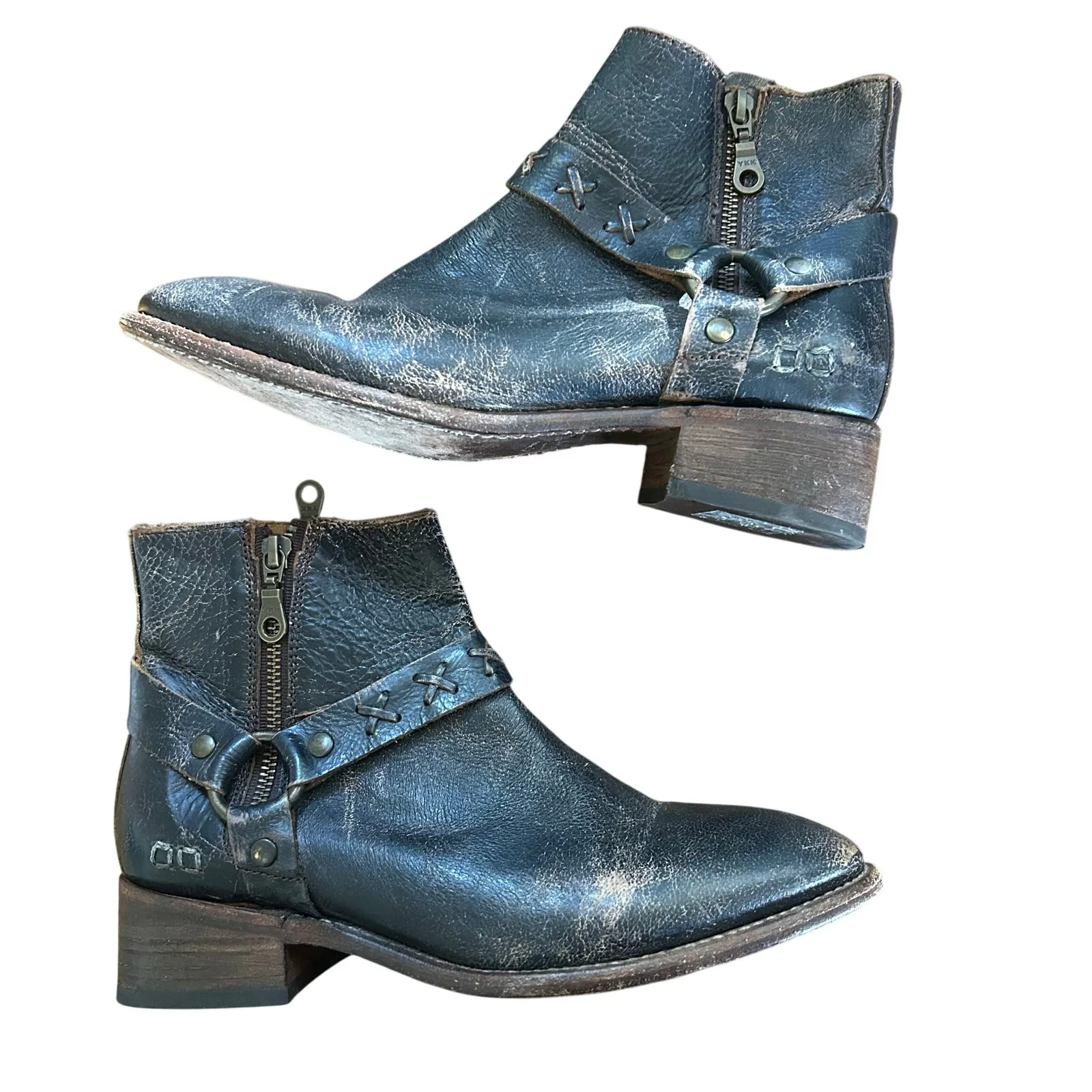 Bed Stu Boots Winslet Black Leather Ankle Boots 8.5 Vintage Distressed Zip - Image 2