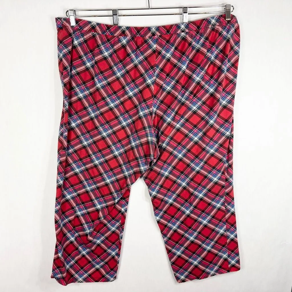 Cacique Plus Size 26W 28W Pajama Pants Red Plaid Elastic Waist Pull On 1447 - Image 2