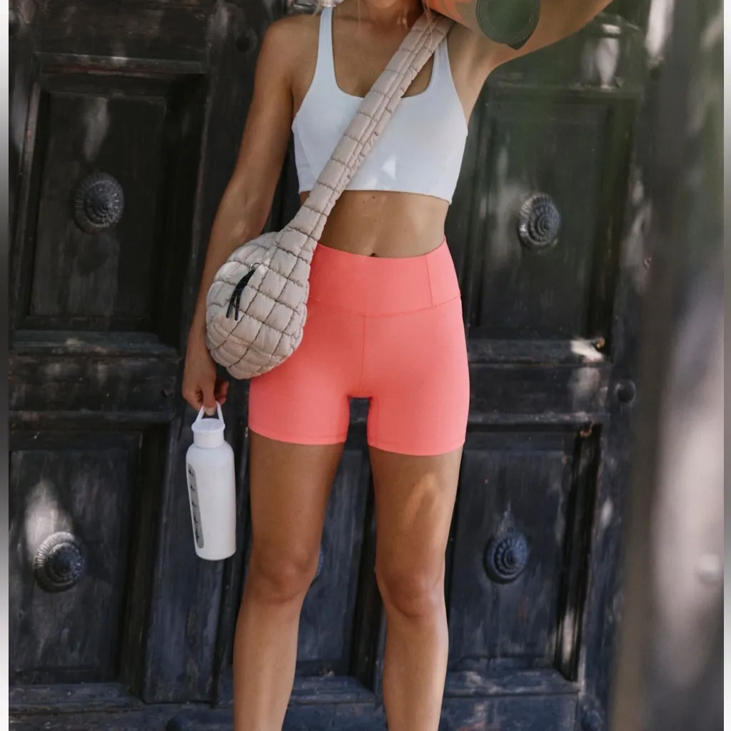 NWT Free People Never Better 5” Bike Shorts in Neon Coral - Image 4