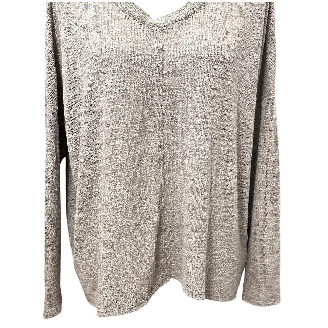 Cherish Long Sleeve Sweater Pullover Marled Design V Neck Boxy Knit Brown Small - Image 3