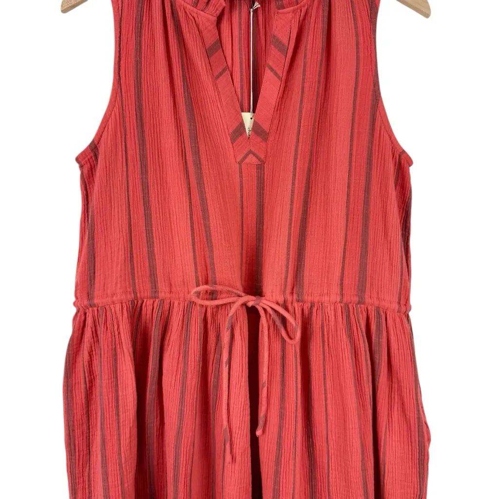 Sundance Adley Striped Gauze Cotton Dress Coral Sz S NWT - Image 8