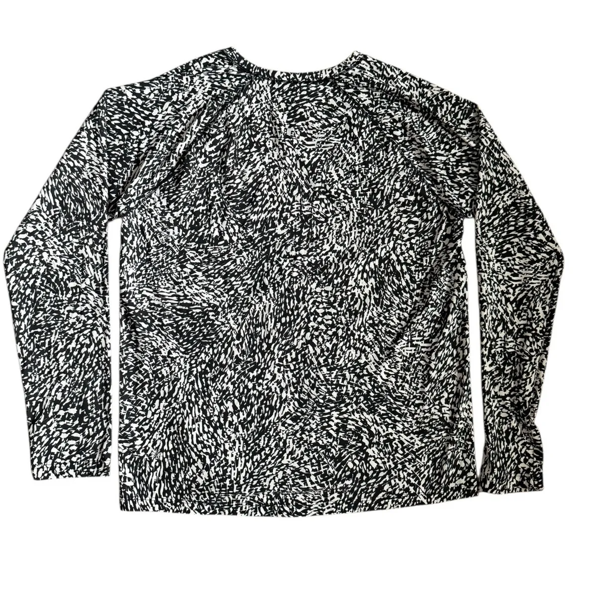Athleta Ultimate Train‎ Print Long Sleeve Top Black & White Size Medium - Image 6