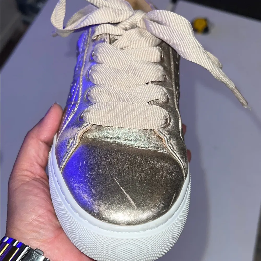 Tory Burch Marion Gold Quilted Sneakers 6M - Image 5