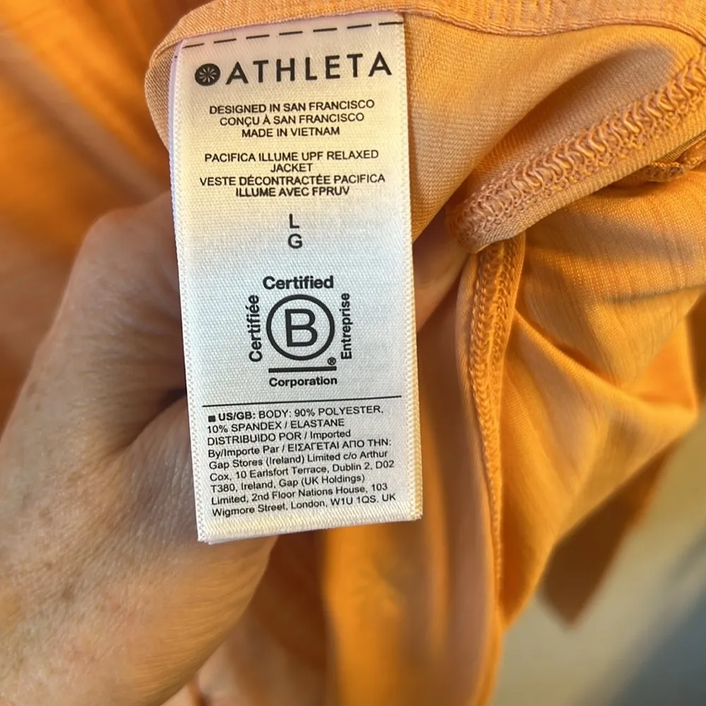 Athleta Women's Pacifica Illume UPF Relaxed Full Zip Sz L in Coral/Light Orange - Image 7