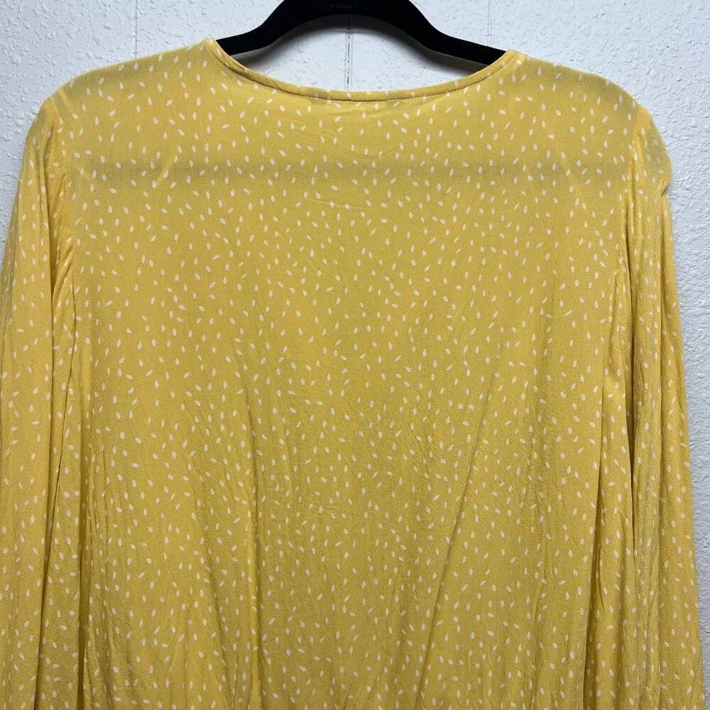 Womens Ruffle Hem Workwear Feminine Relaxed Cottagecore Gardencore Chic Top Sz M Yellow Size M - Image 6