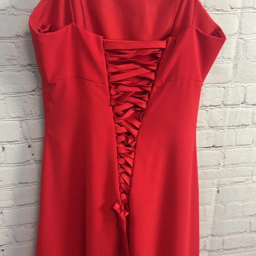 Vintage Deadstock Formal gown Raylia Designs rhinestones size 8 statement y2k Red - Image 6