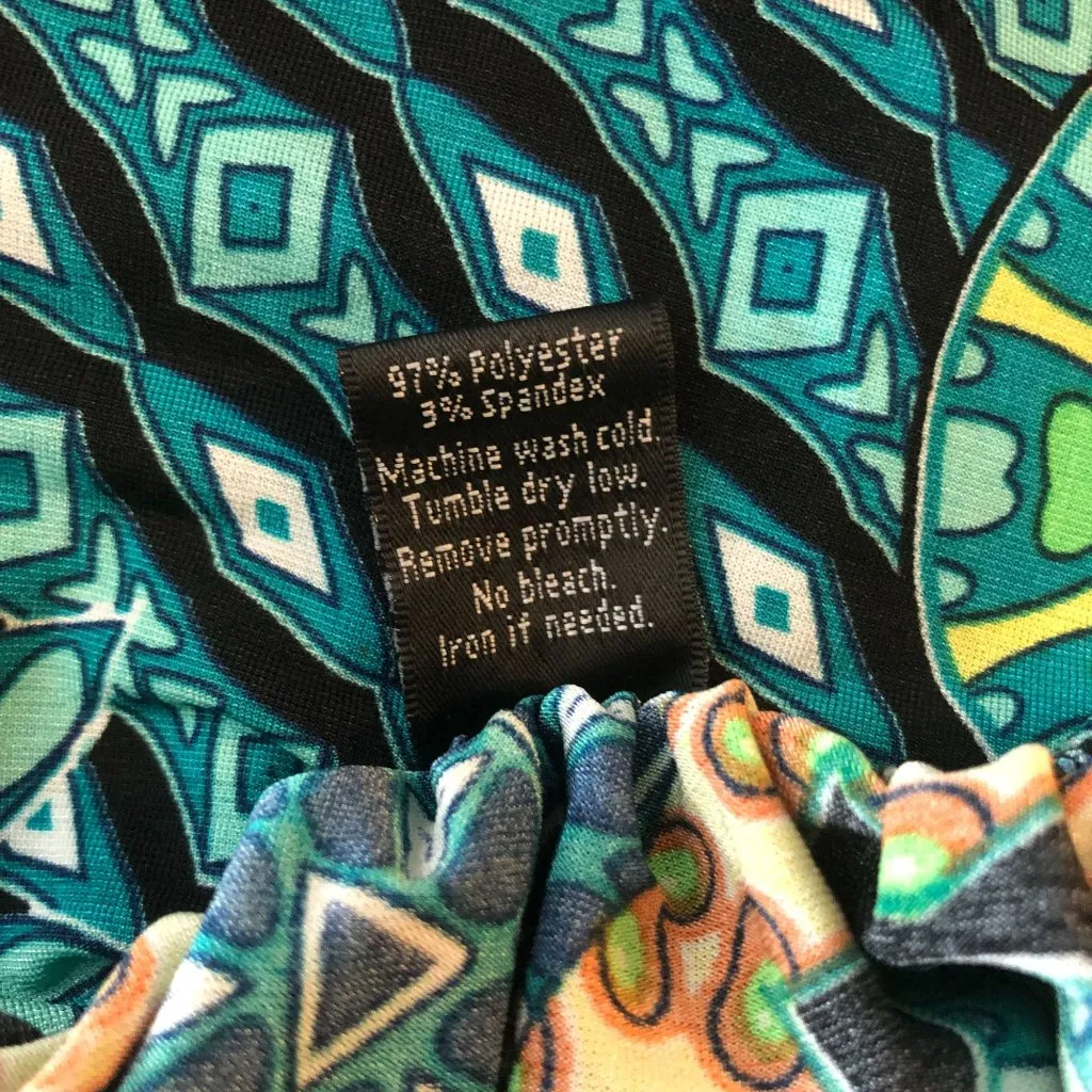 WinWin Half Sleeve Lace Tunic Dress Shift Geometric Green Yellow 2XL-3XL - Image 5