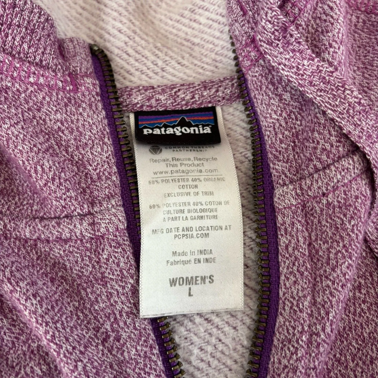 Patagonia Jacket Womens Large Zip Up Purple Hooded Better Sweater Thumb Holes - Image 6