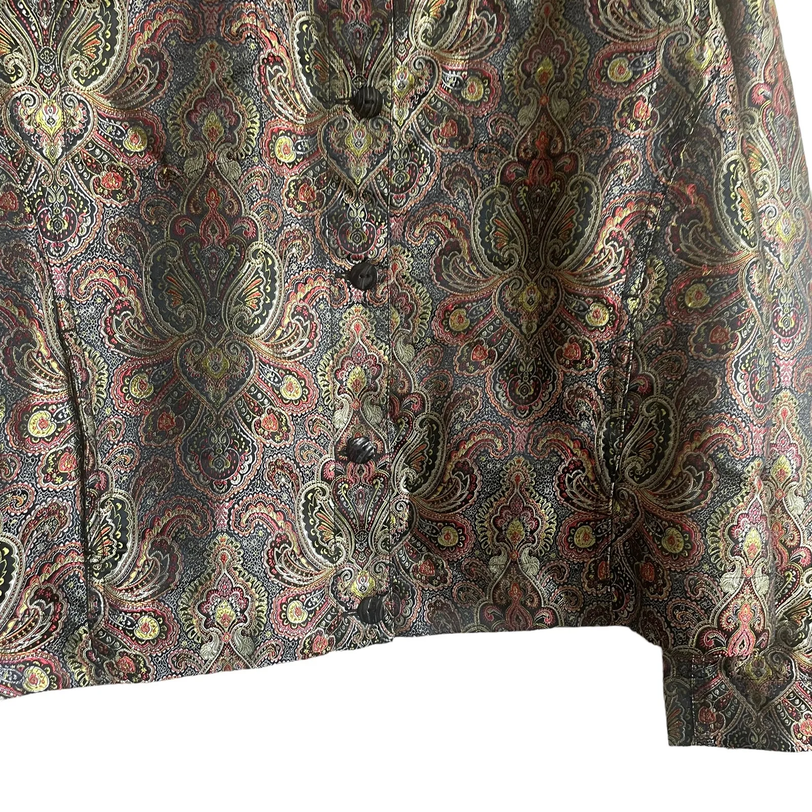 VTG Chicos Women Jacket Top Tapestry XL Paisley Jacquard Button Up Artsy‎ Career - Image 9